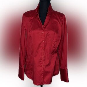 Antonio Melani Red Button Up Shirt with Tailored Details Size Medium